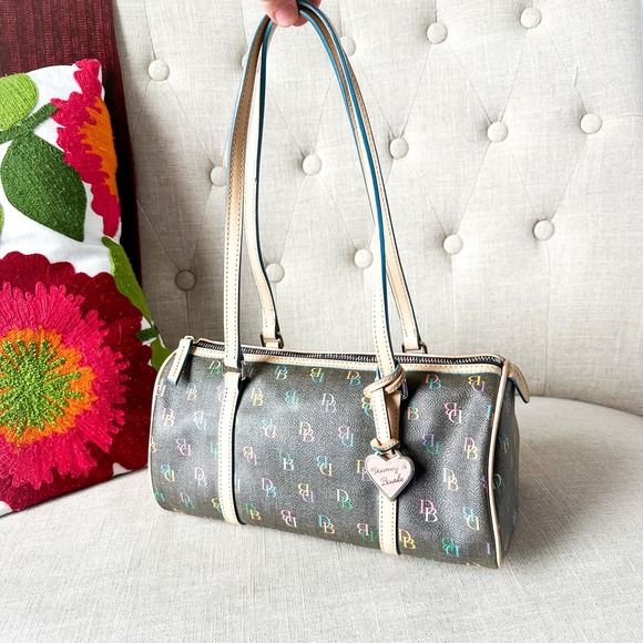 Dooney & Bourke Handbags - Dooney & Bourke Vintage 90s/Y2K Multicolor Monogram Barrel Baguette Shoulder Bag